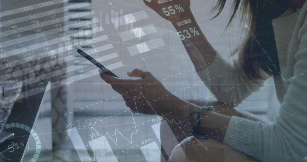 Financial Data Overworked Woman Using Smartphone Stressfully