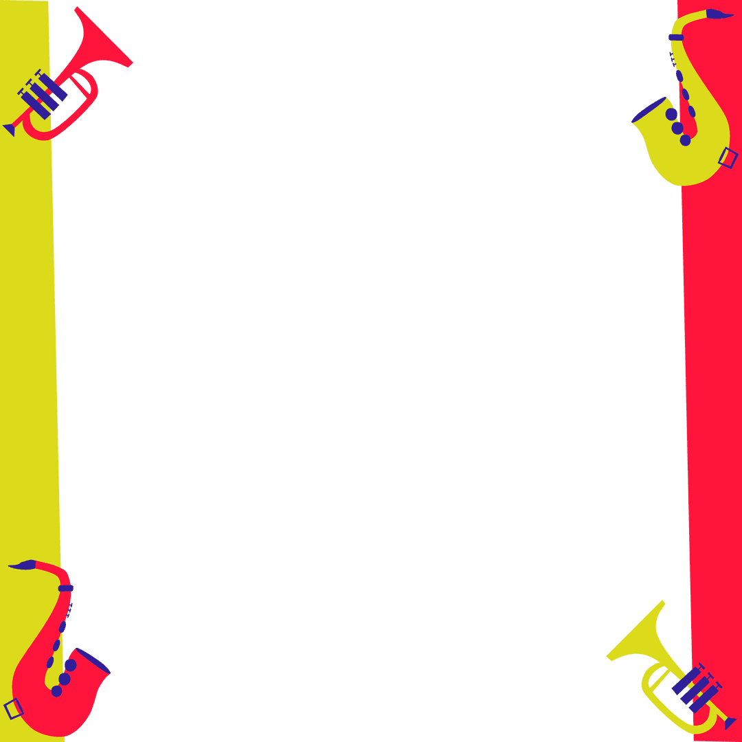 Vibrant Musical Instrument Frame on Transparent Background