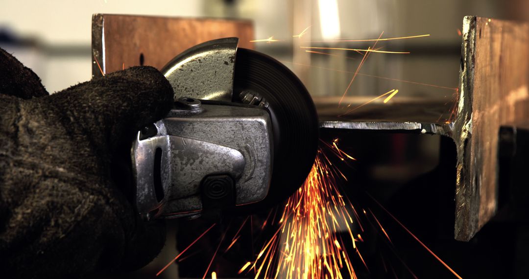 Close-up of Worker Grinding Metal with Angle Grinder Producing Sparks - Free Images, Stock Photos and Pictures on Pikwizard.com