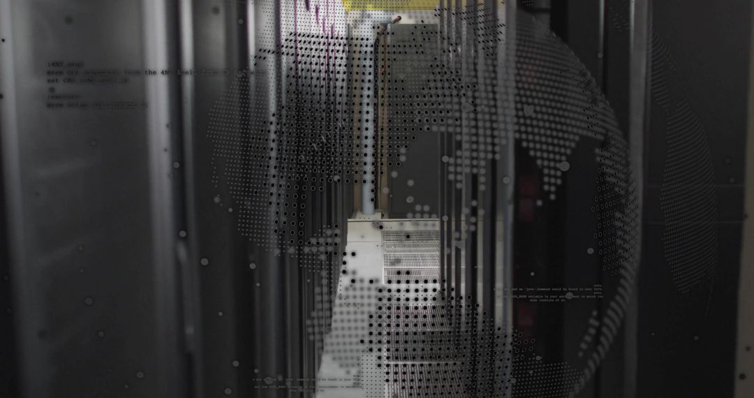 Digital Globe Overlapping Server Room with Data Connections