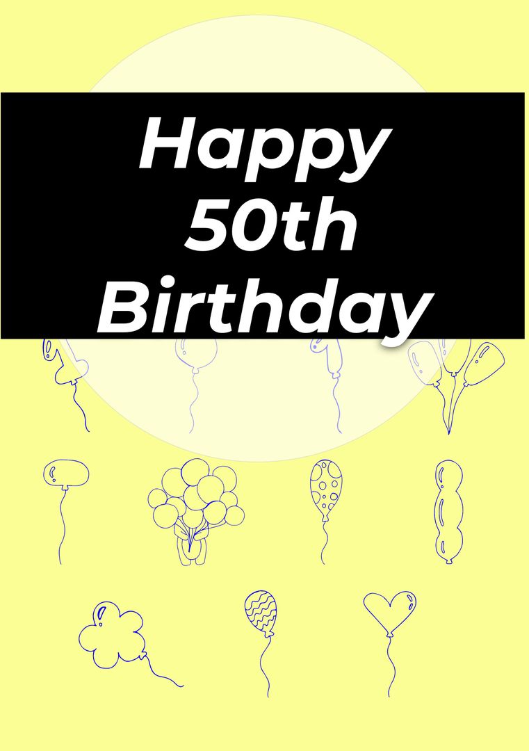 Happy 50th Birthday Celebration Card with Balloon Illustrations - Download Free Stock Templates Pikwizard.com