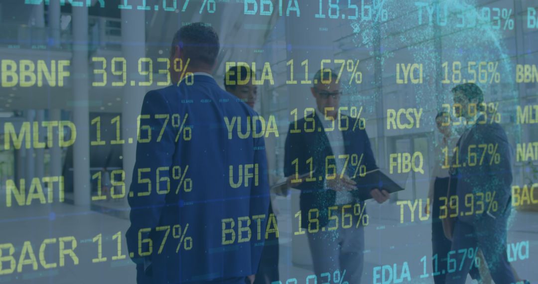 Businessmen Analyzing Stock Market Data and Global Projections