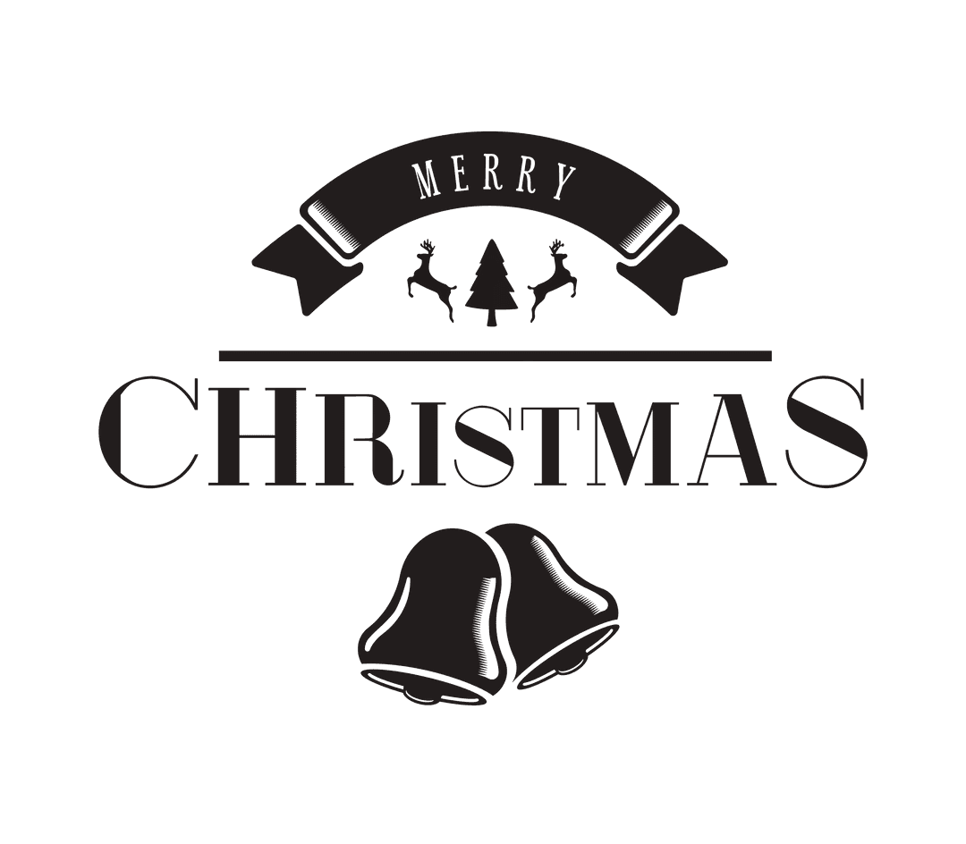 Elegant Merry Christmas Illustration on Transparent Background