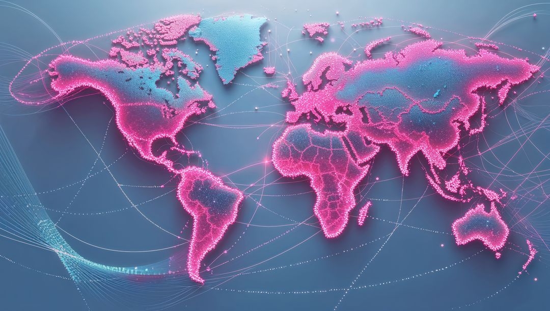 Glowing Network World Map with Gradient Background