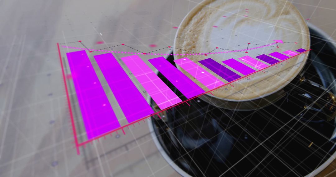 Augmented Reality Bar Chart Overlay with Coffee on Desk