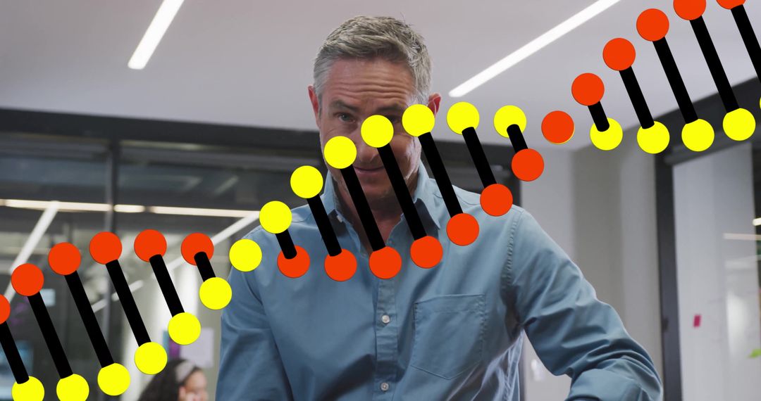 Professional Explaining DNA Helix in Modern Office Setting