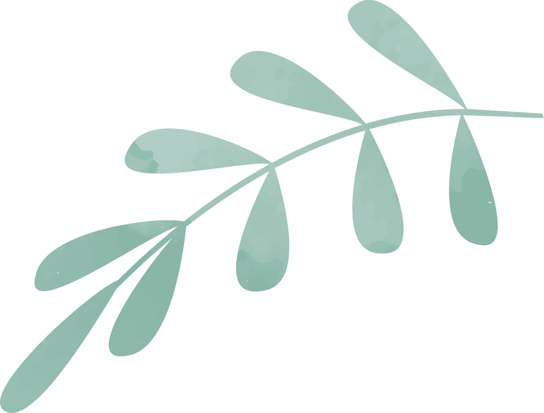 Transparent Watercolor Botanical Branch with Muted Green Leaves