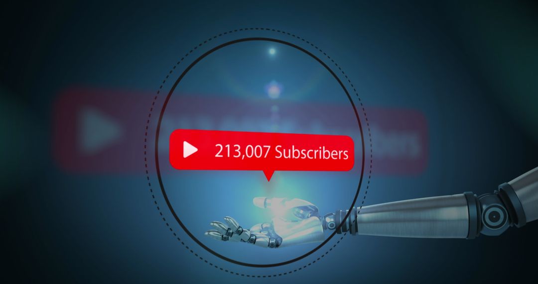 Futuristic Robot Arm Engaging with Subscribers Notification