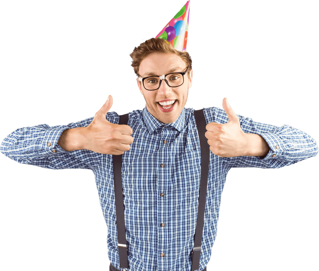 Cheerful Hipster in Transparent Party Celebration Attire