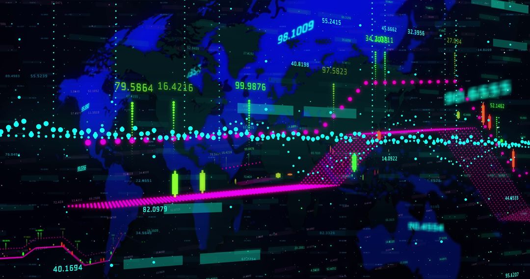 Global Financial Data Analytics Over Digital World Map
