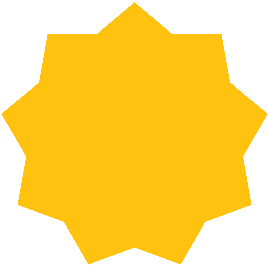 Yellow Star with Copy Space on Transparent Background
