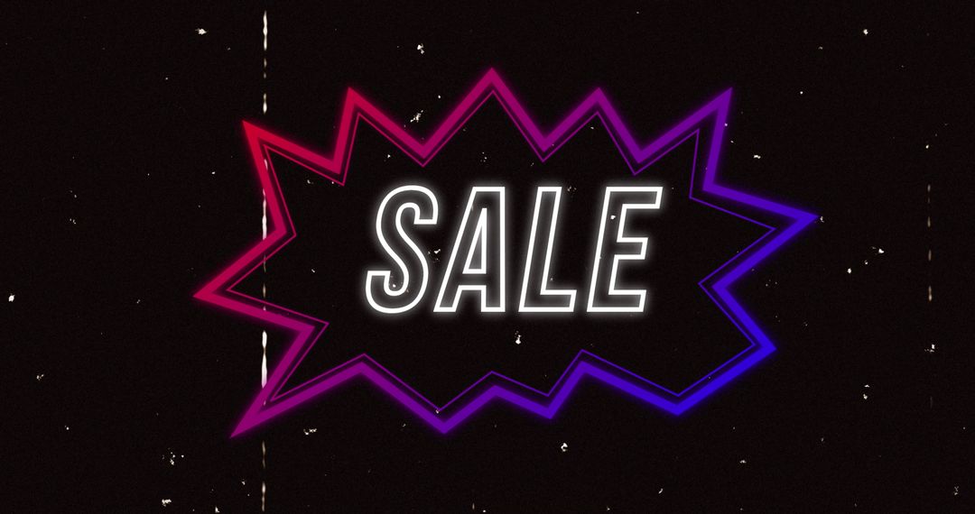 Retro Neon Sale Banner with Distressed Background