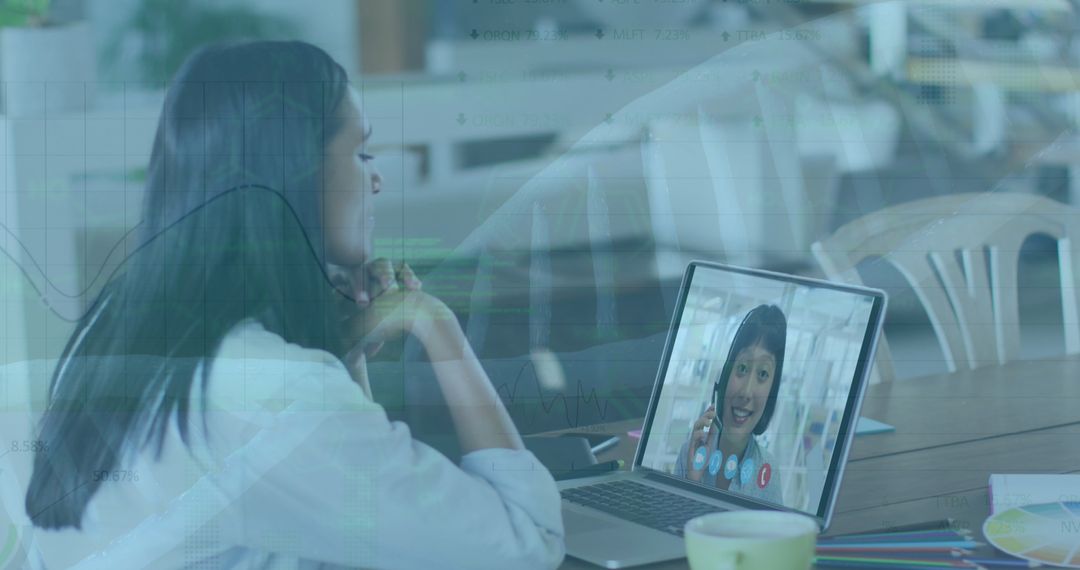 Businesswomen Engaging in Remote Work, Video Call Discussion