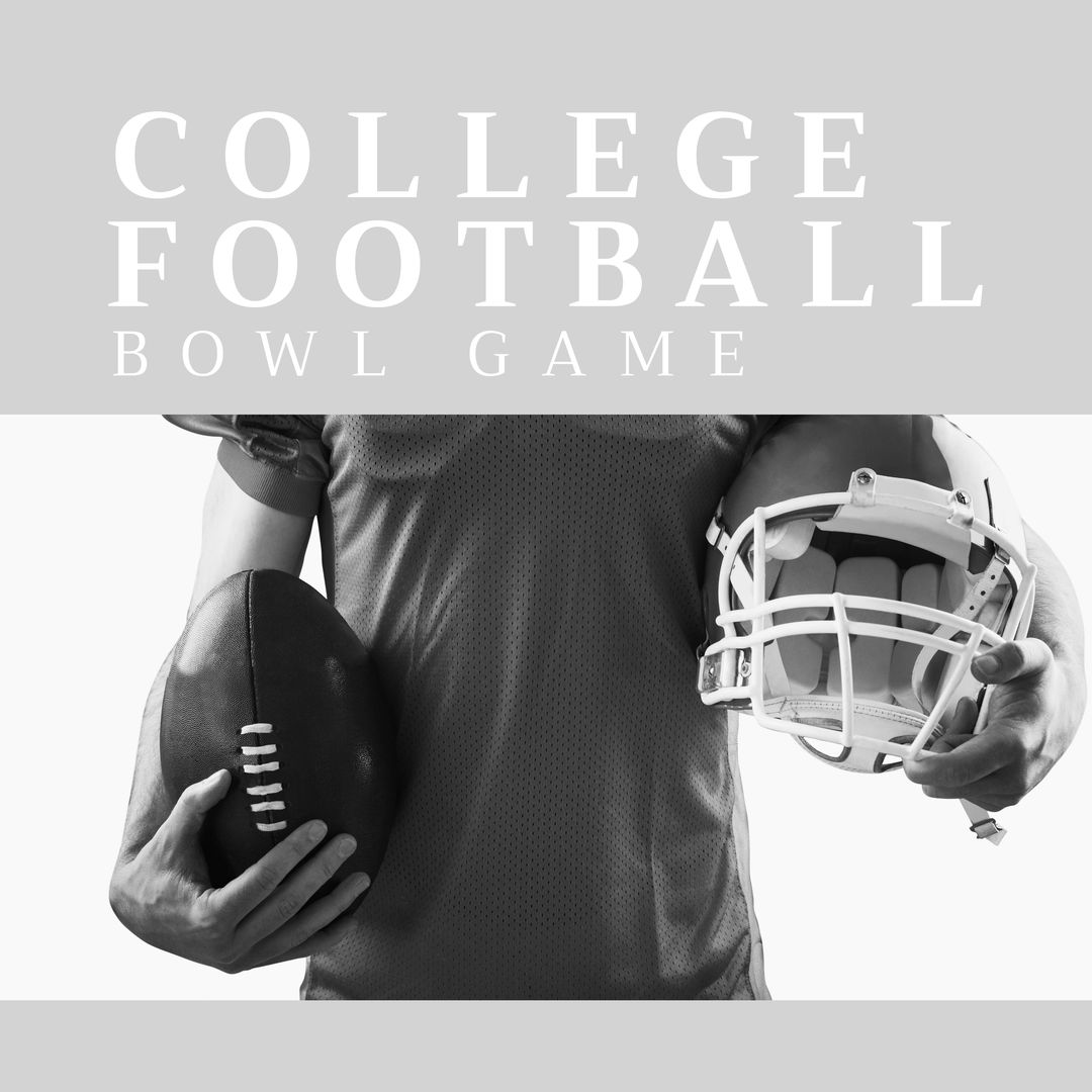 College Football Bowl Game with Player Holding Helmet and Ball - Download Free Stock Templates Pikwizard.com