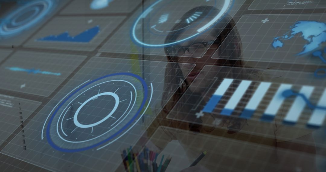 Business Analyst Using Futuristic Holographic Interface