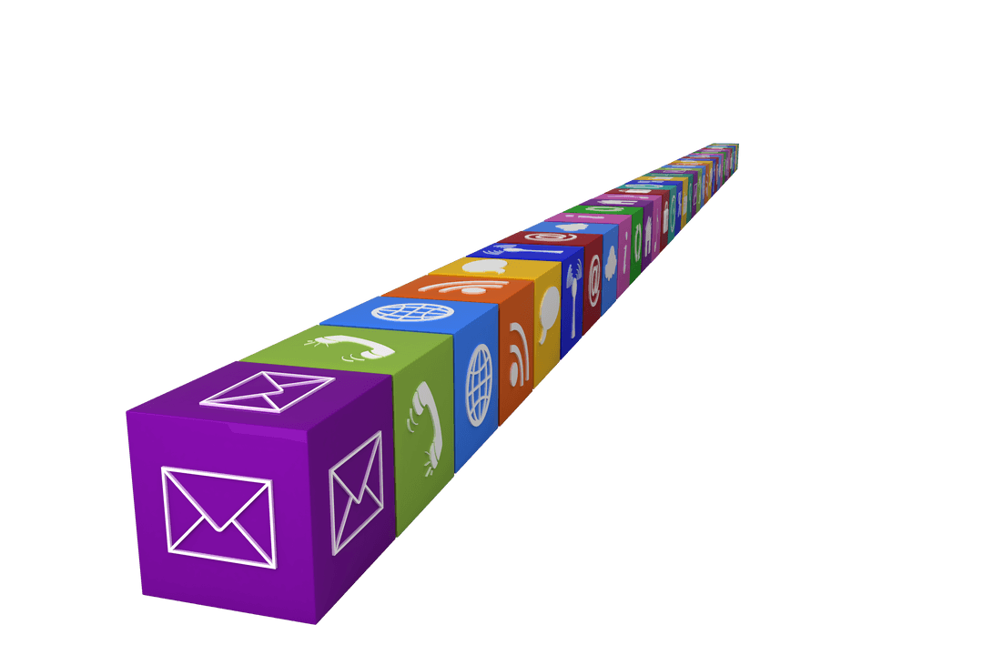 3D Social Media Icons on Transparent Background for Digital Interfaces