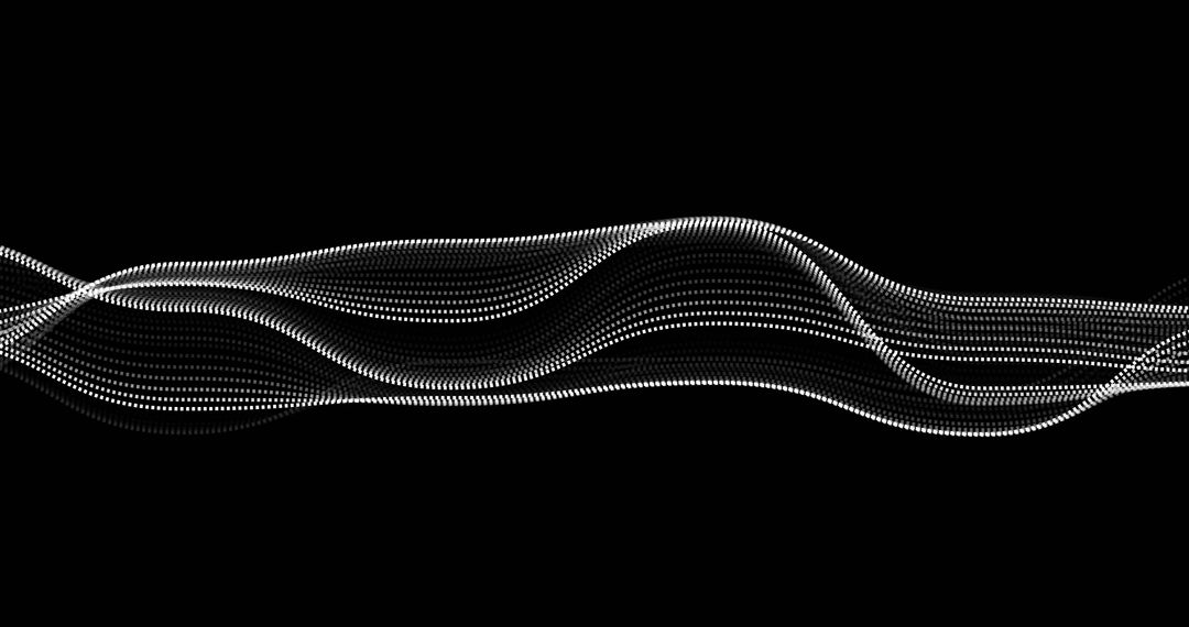 Flowing White Particle Waves on Black Background