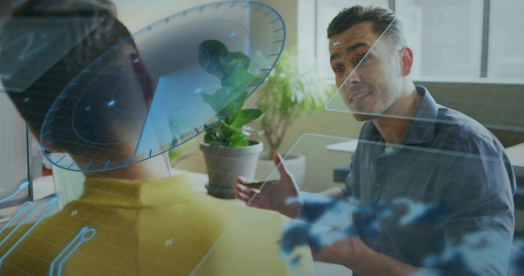 Business Meeting with Futuristic Holographic Technology