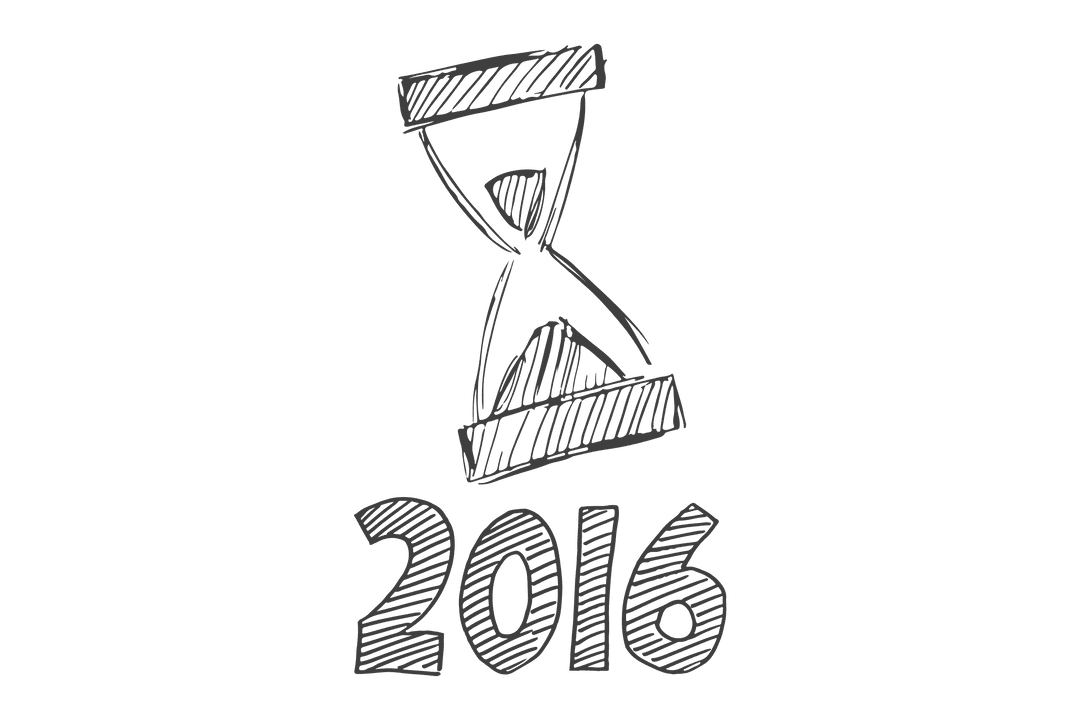 2016 With Hourglass Icon on Transparent Background