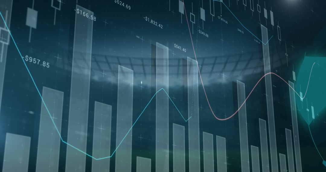 Digital Interface of Financial Data Overlaid on Sports Stadium