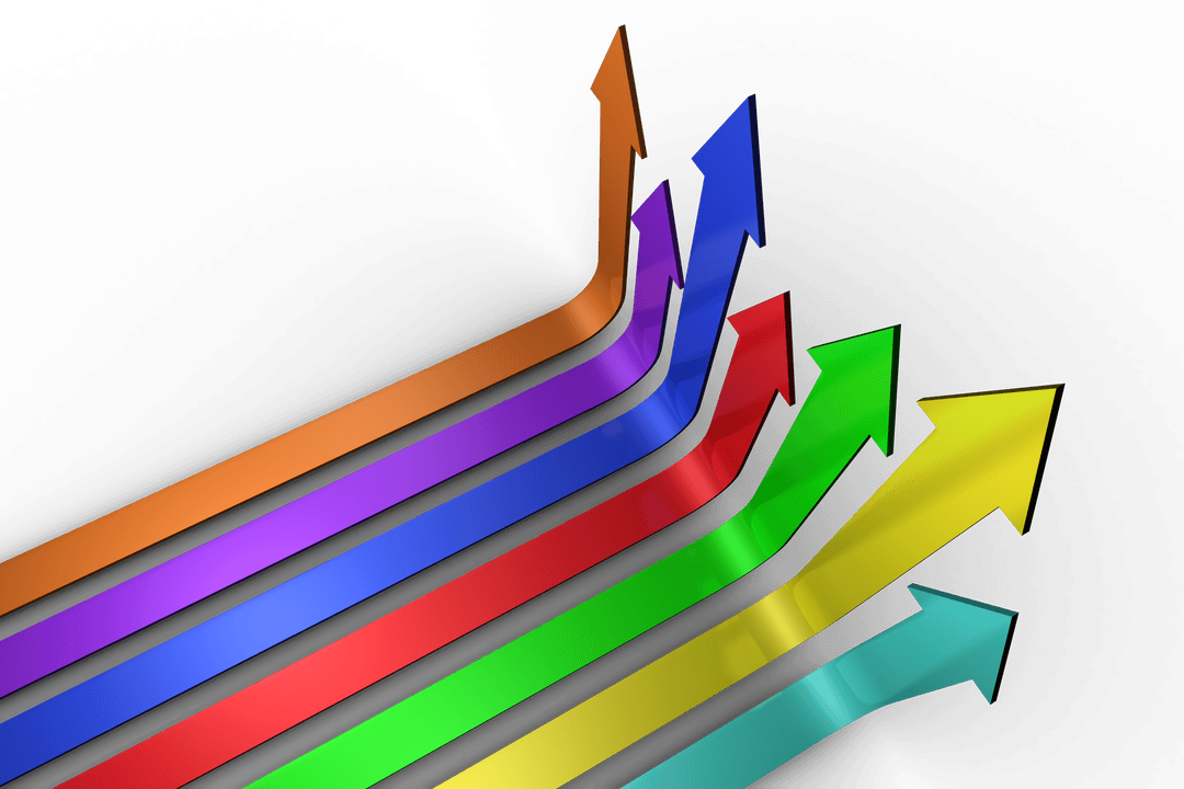 Colorful Directional Arrows on Transparent Background