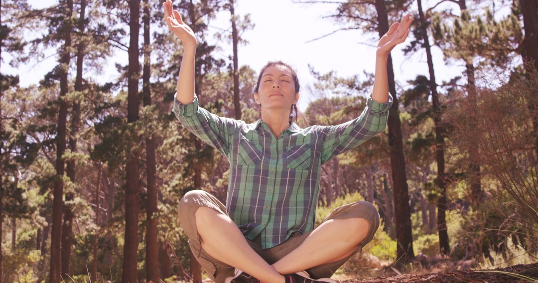 Relaxed Person Meditating in Forest - Free Images, Stock Photos and Pictures on Pikwizard.com