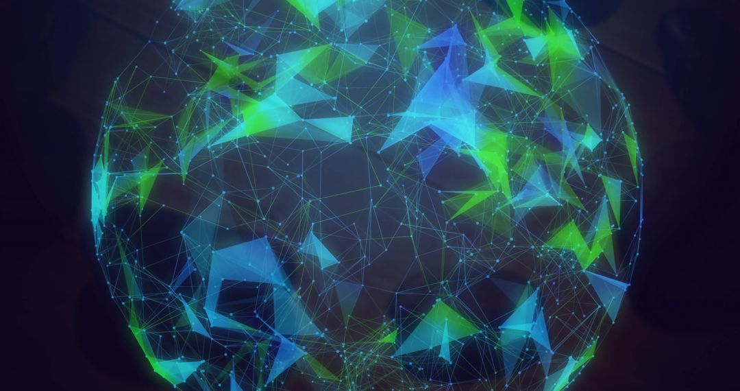 Futuristic Digital Globe with Dynamic Green and Blue Abstract Networks