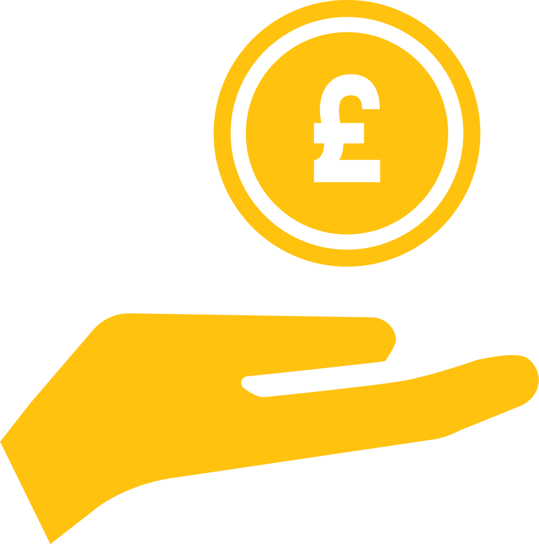 Yellow Hand Holding Currency Symbol with Transparent Background