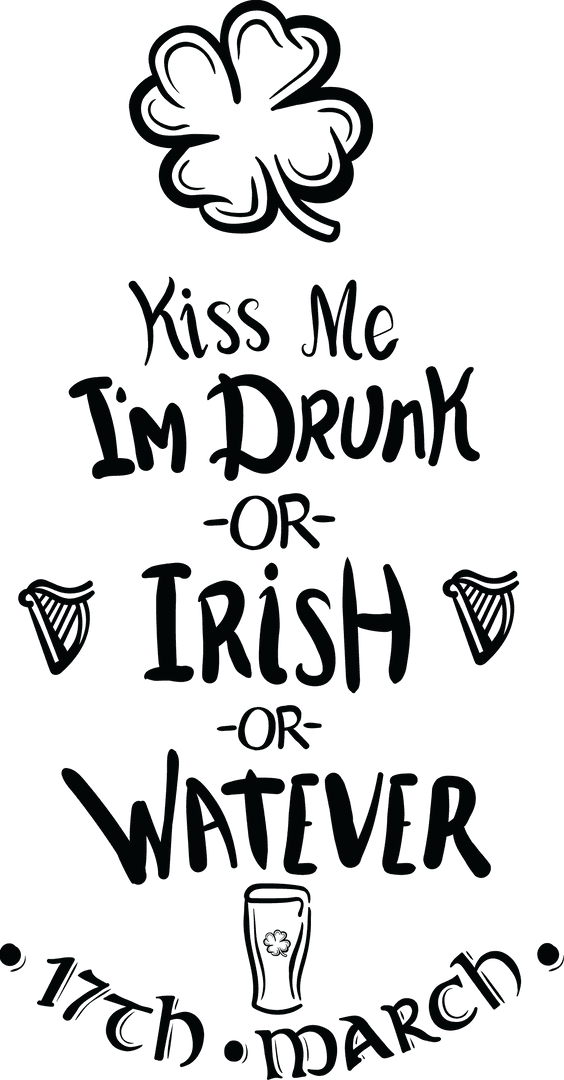 Transparent Irish Quote with Shamrock Illustration