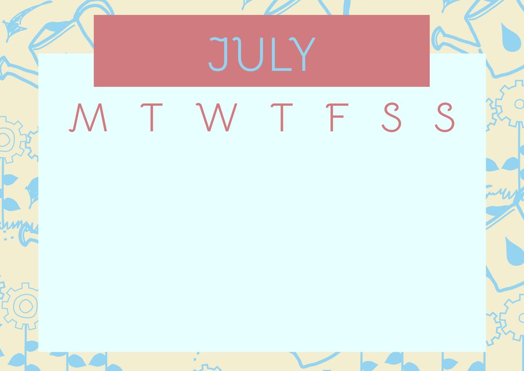 Pastel July Calendar Template with Simple Design - Download Free Stock Templates Pikwizard.com