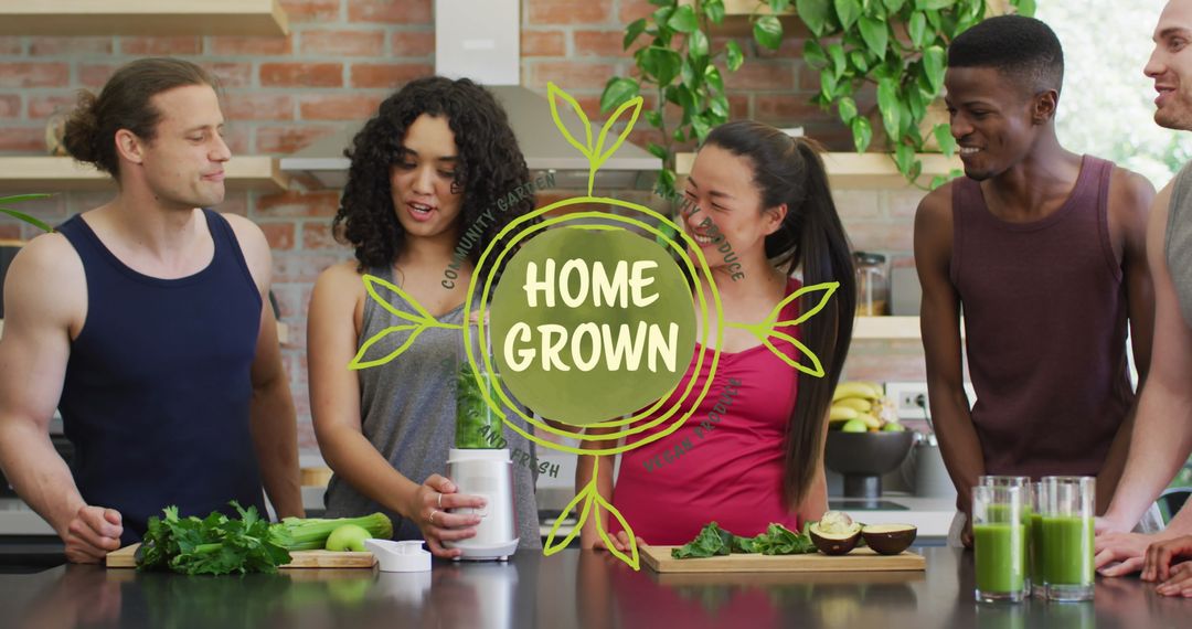 Multicultural Friends Celebrating Healthy Lifestyle with Smoothies