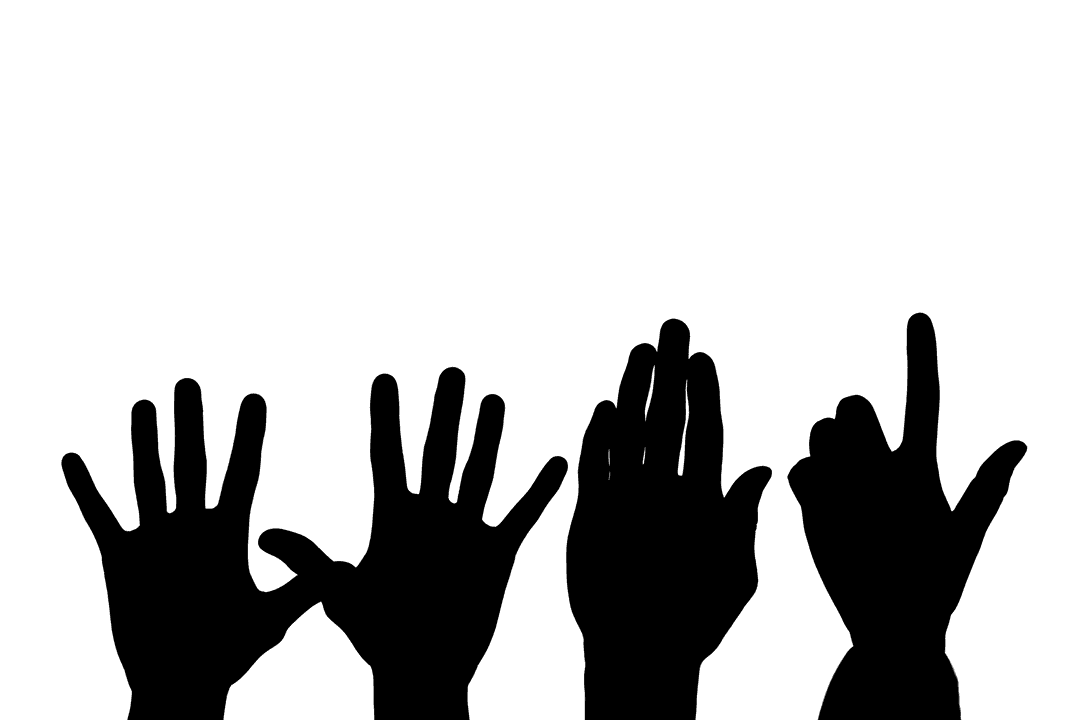 Transparent Silhouette of Four Outstretched Hands