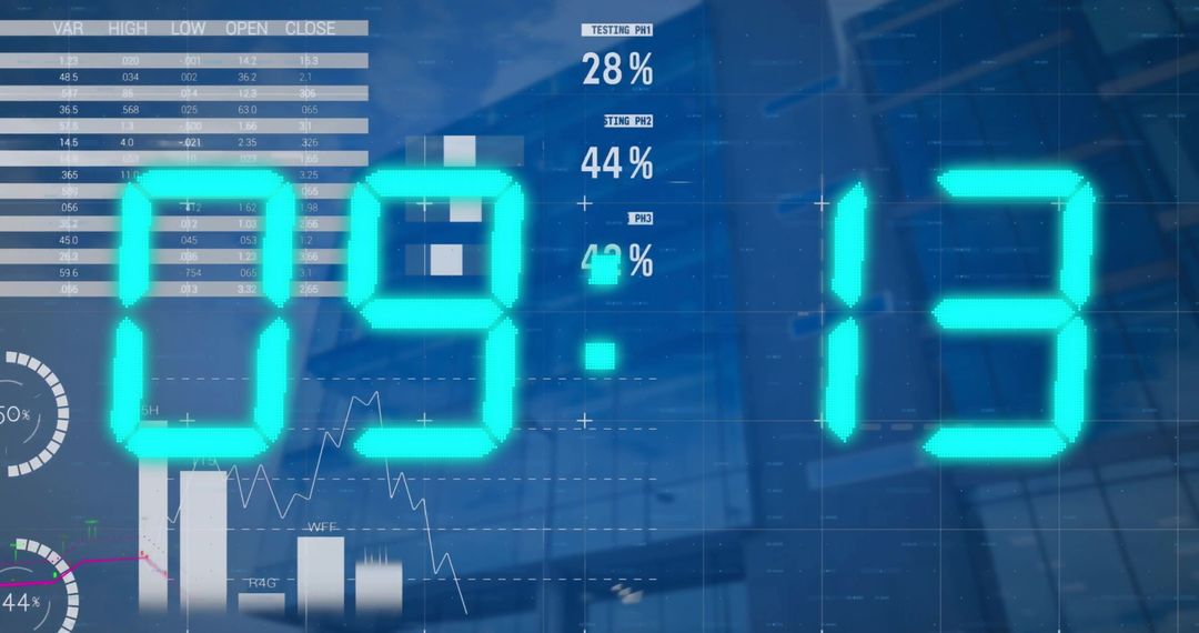 Digital Time Data Interface Over Cityscape