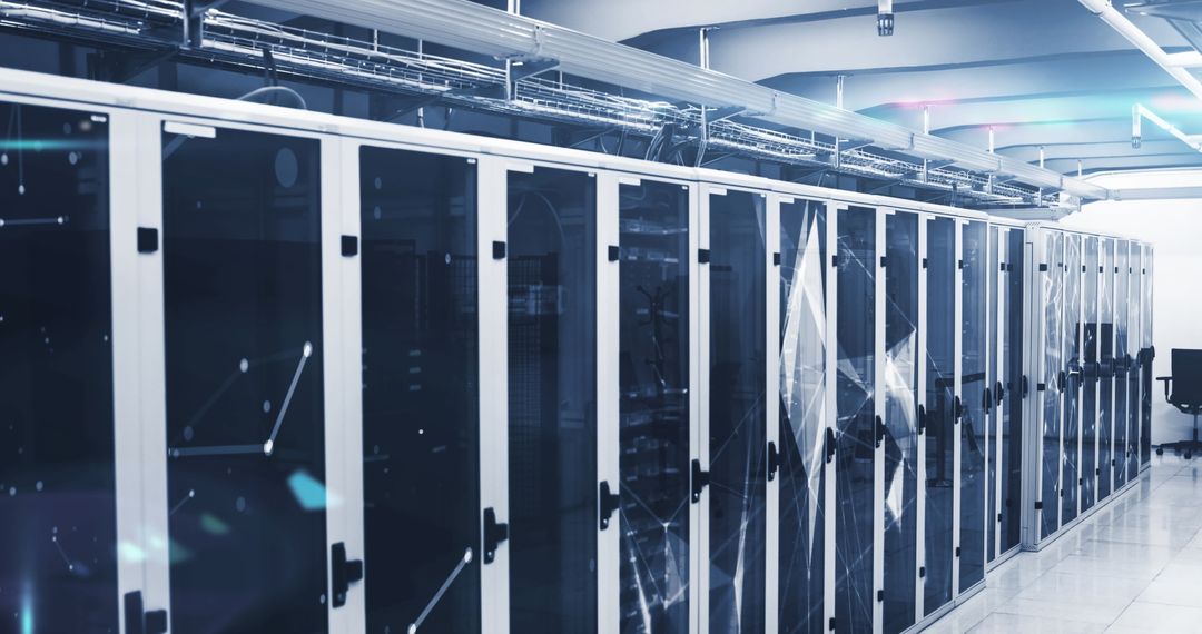 Futuristic Data Center with Digital Network Interface