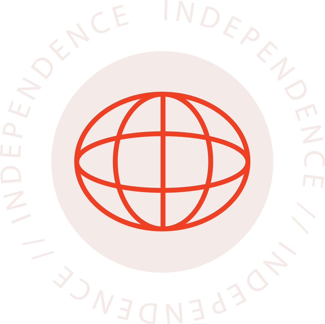 Transparent Spinning Globe Icon with Independence Ring Design