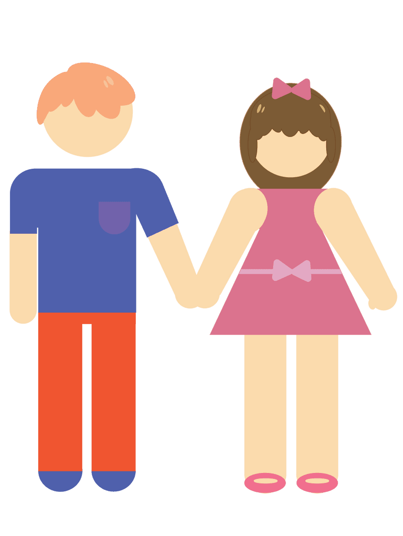 Cartoon Couple Holding Hands on Transparent Background