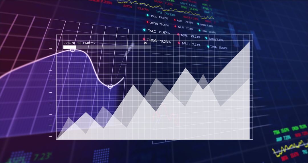 Financial Data Processing with Rising Stock Market Graph Overlay