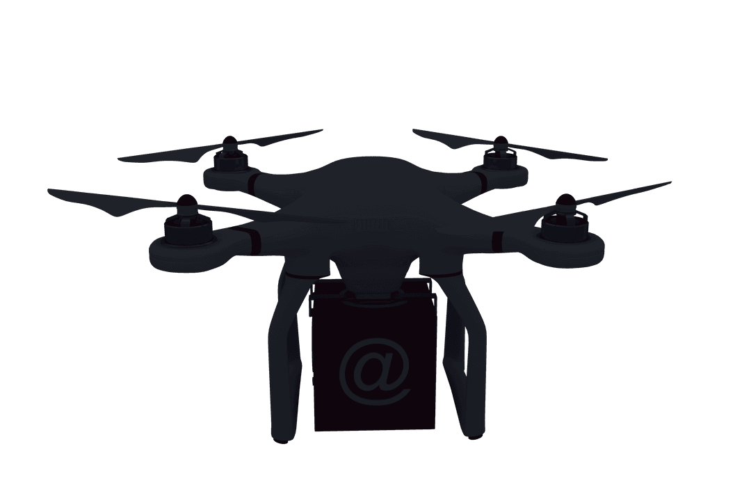 Drone Carrying Mail Symbol Cube on Transparent Background