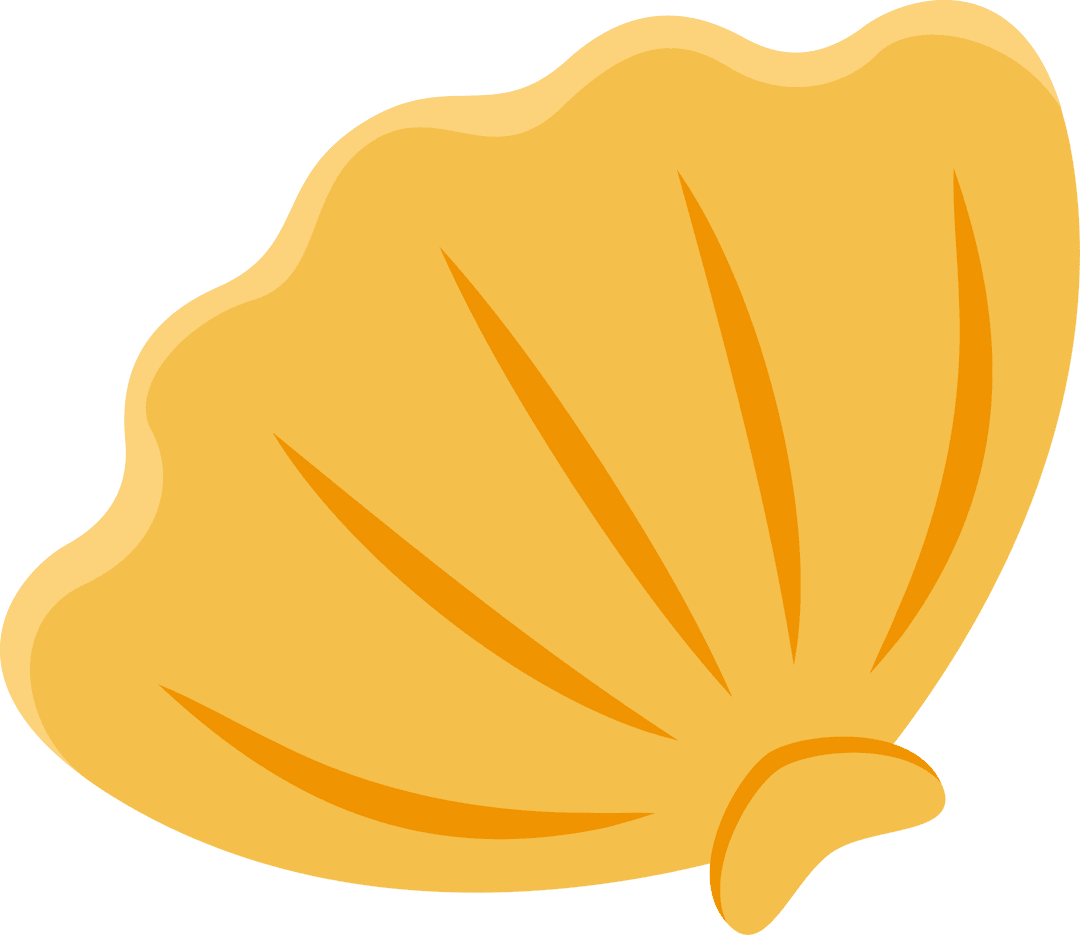 Minimalist Yellow Scallop Shell on Transparent Background