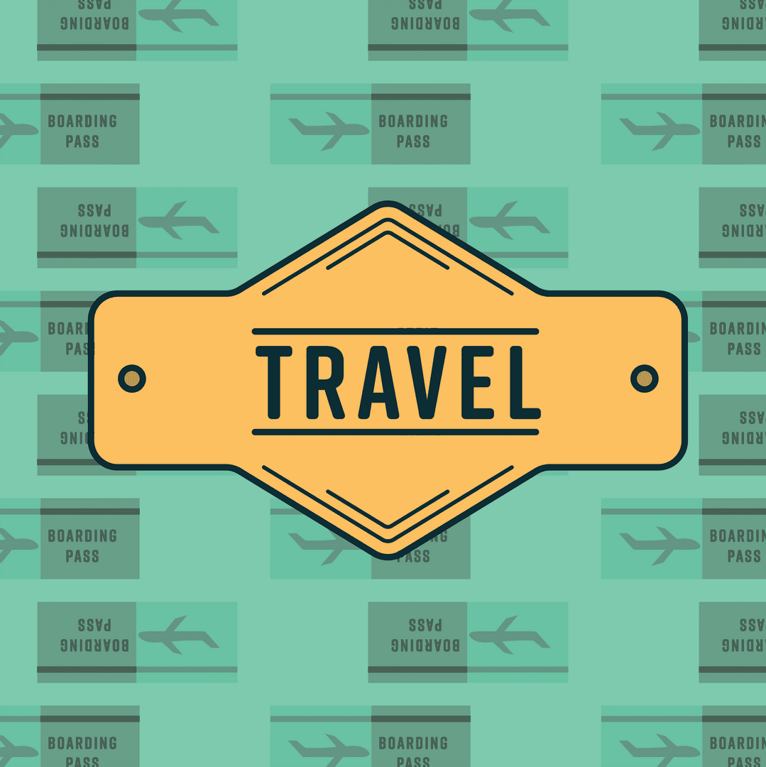 Transparent Travel Icon with Boarding Pass Pattern Background