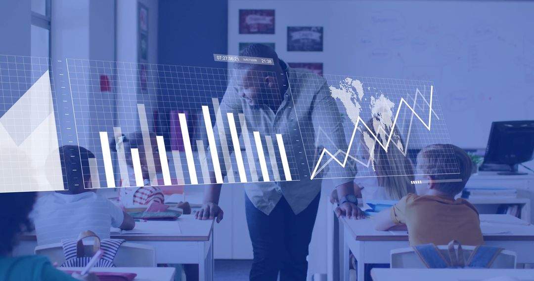 Digital Interface in Classroom with Teacher and Students