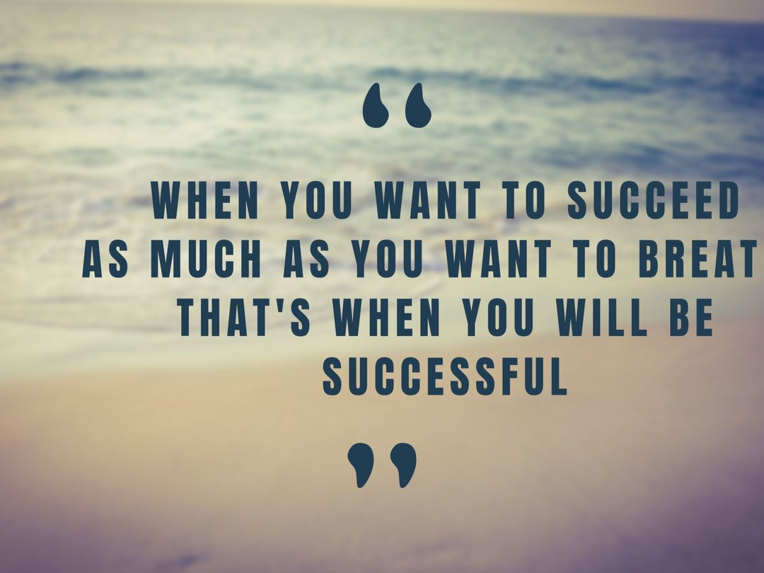 Inspirational Success Quote on Serene Beach Background