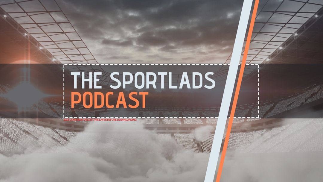 Dynamic sports podcast promotion with stadium background