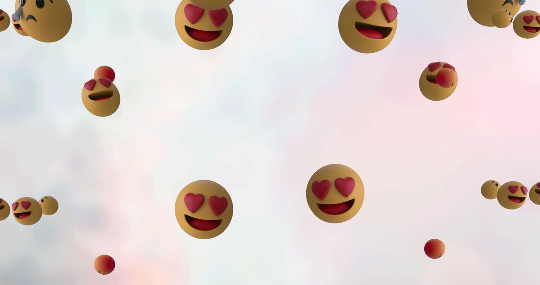 Smiling Heart-Eye Emojis in White Background Illustrating Joy