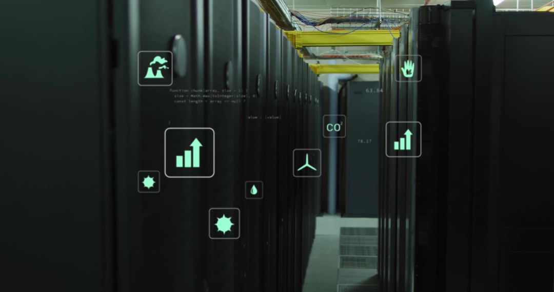 Sustainable Data Processing in Server Room with Eco Icons