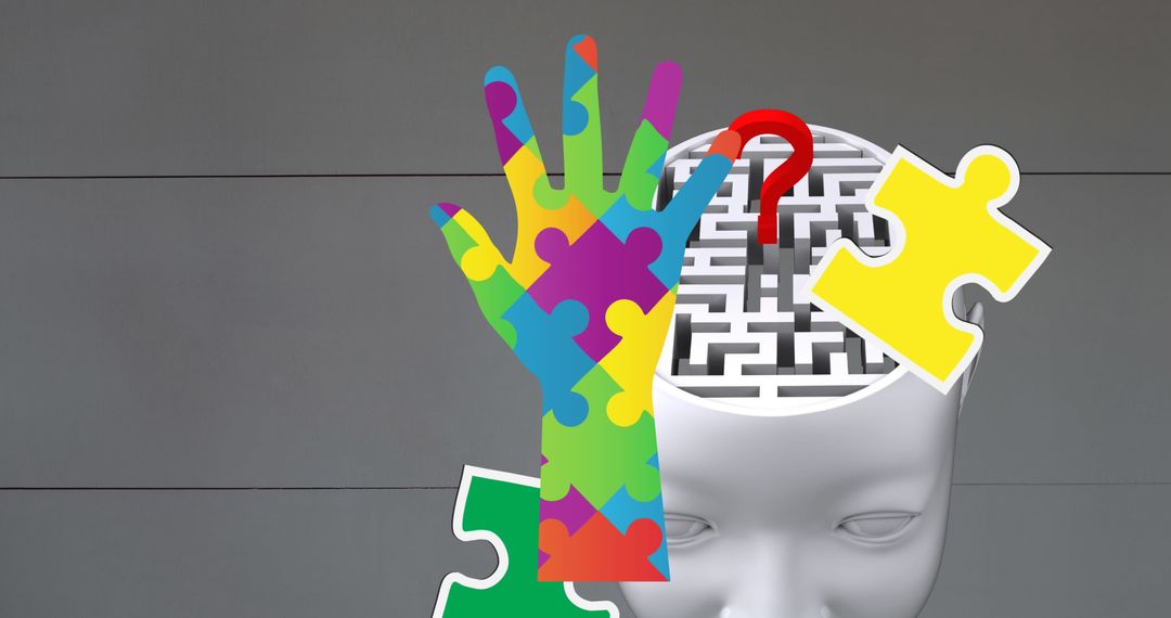 Autism Awareness Month Puzzle Symbolizing Mind and Support