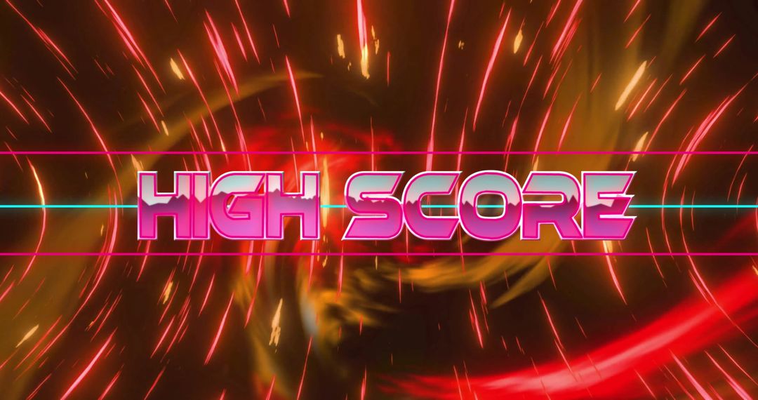 Bright High Score Text Over Energetic Neon Background Digital Graphic