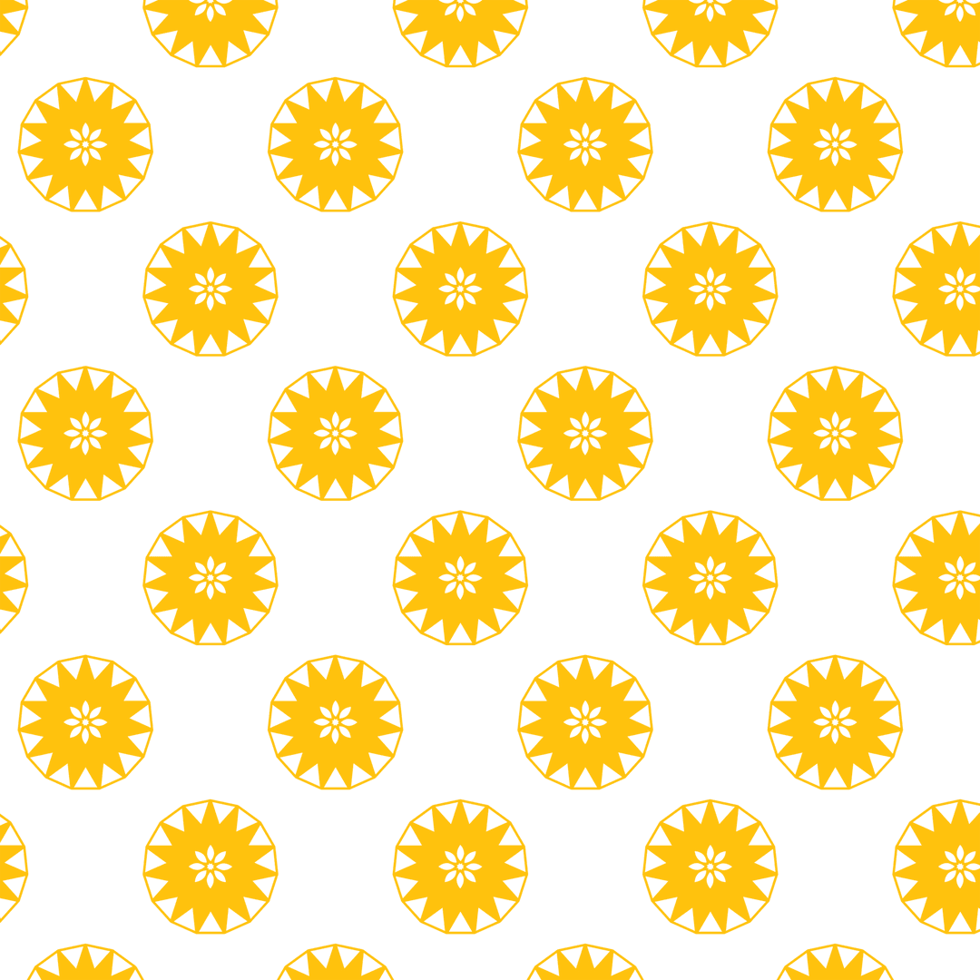 Yellow circular pattern with triangle details on transparent background