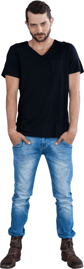 Transparent Studio Shot of Stylish Man in Casual Outfit