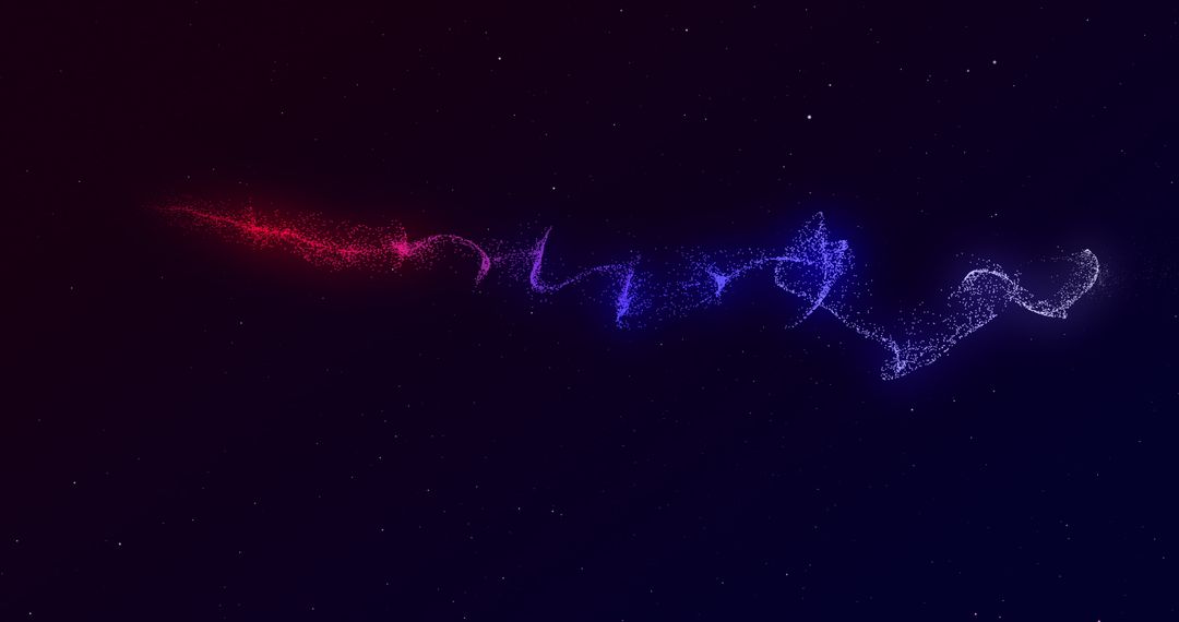 Dynamic Light Trail Motion in Red and Blue Against Black Backdrop